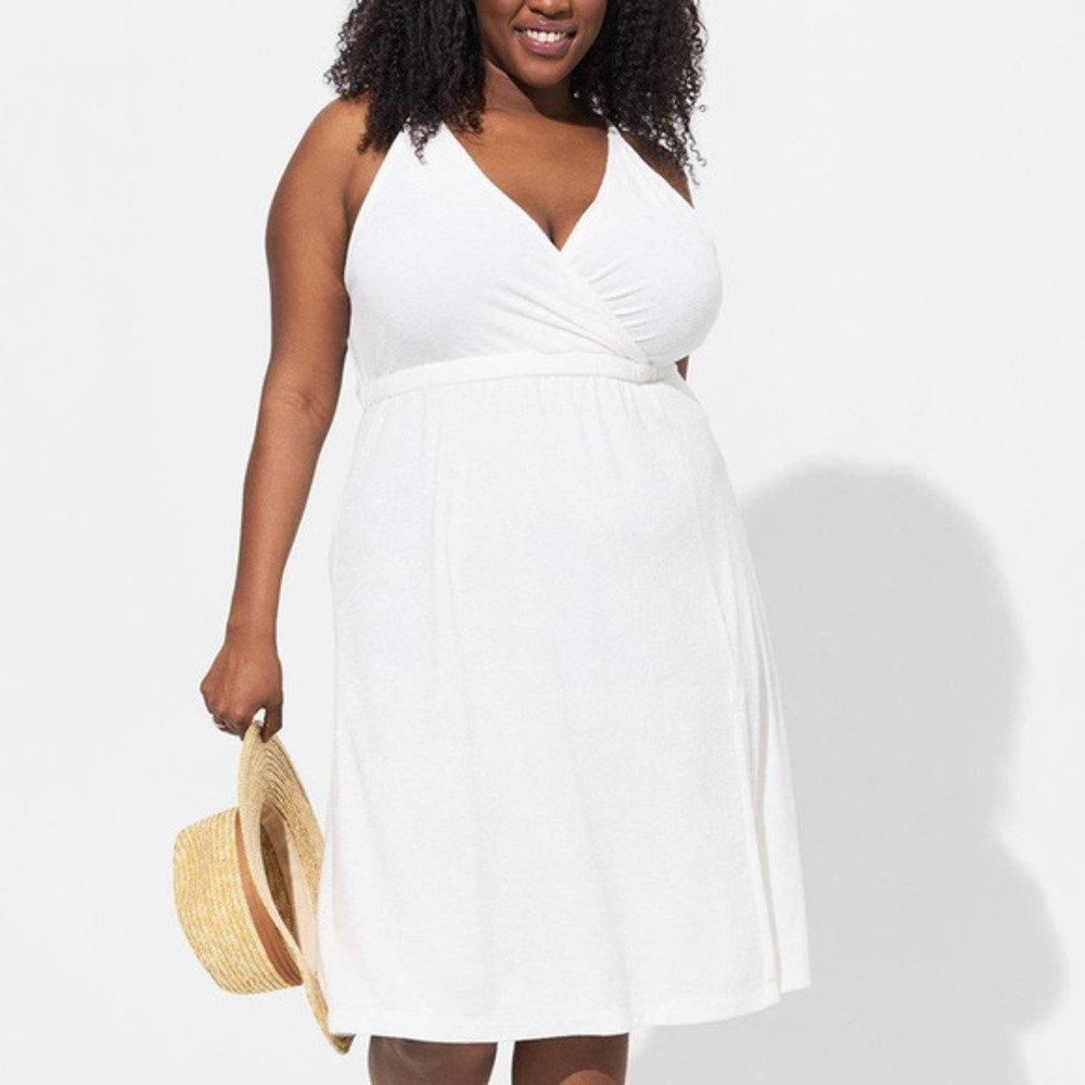 Torrid Plus Size 6 (6X) Busty Midi Terry Cloth Swim Cover Up Beach Tank Dress